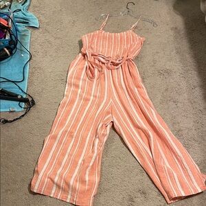 Loft Striped Pink and White Jumpsuit